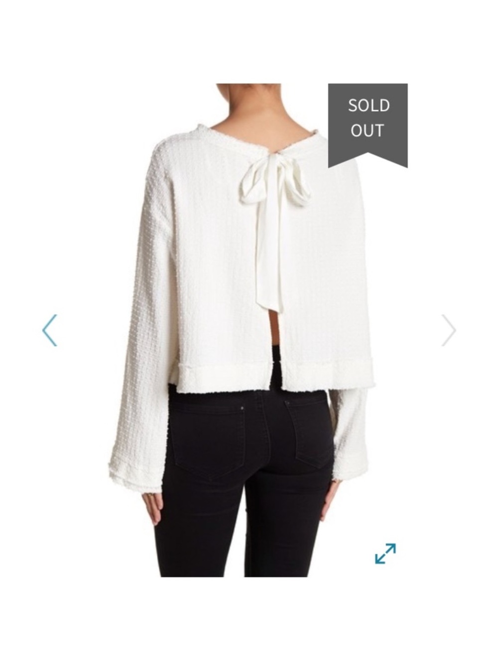 Free People Ivory Open-Back Tie-Back Cotton Top